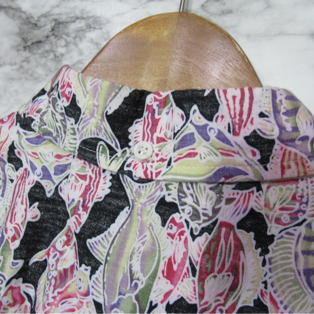 Fish Print Hawaiian Short Sleeve Button Down Shirt Size XL - Picture 6 of 13